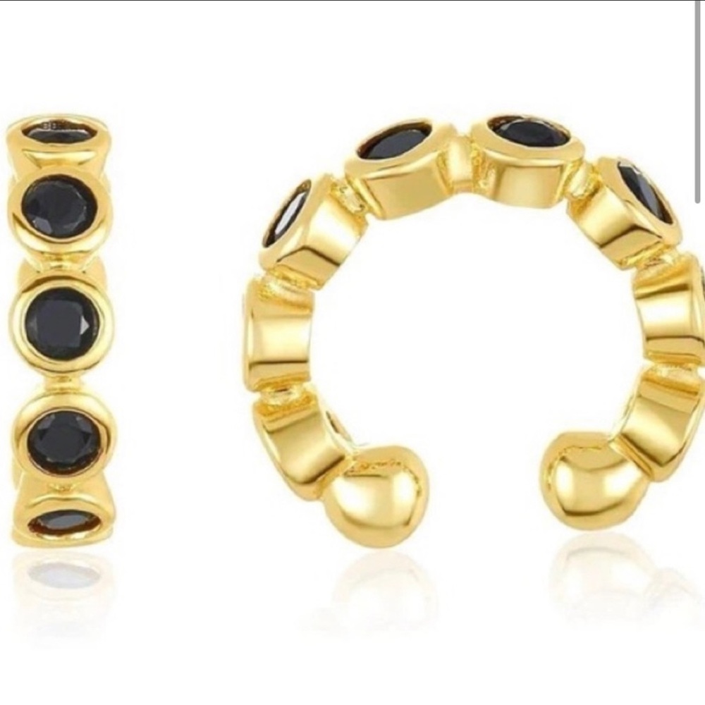 New Melinda Maria Baroness Single Ear Cuff Black Diamondettes